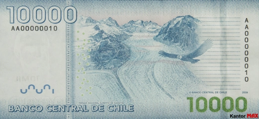 Tył banknotu 10.000 peso chilijskich edycja 2009-2021 rok
