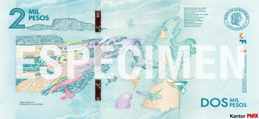 Tył banknotu 2000 peso kolumbijskich 2016 rok