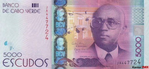 Przód banknotu 5000 escudo Wysp Zielonego Przylądka 2015 rok