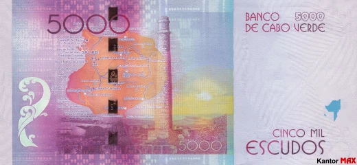Tył banknotu 5000 escudo Wysp Zielonego Przylądka 2015 rok