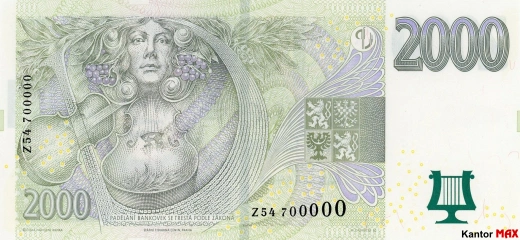 Tył banknotu 2000 koron czeskich z 2007 r.