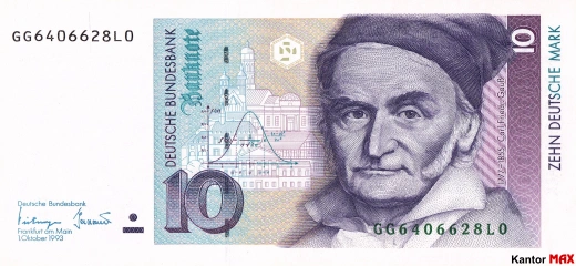 Przód 10 marek niemieckich DEM