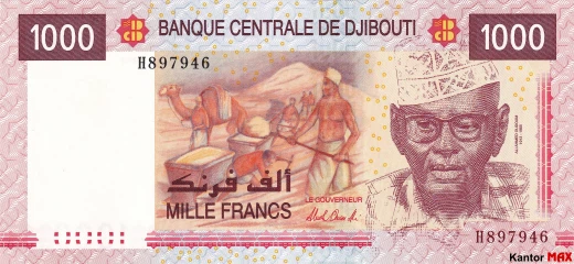 Przód banknotu 1000 franków dżibutyjskich