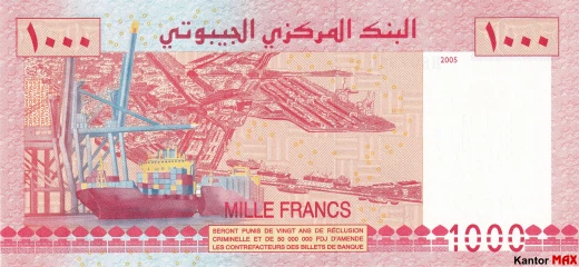Tył banknotu 1000 franków dżibutyjskich