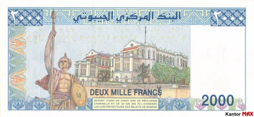 Tył banknotu 2000 franków dżibutyjskich