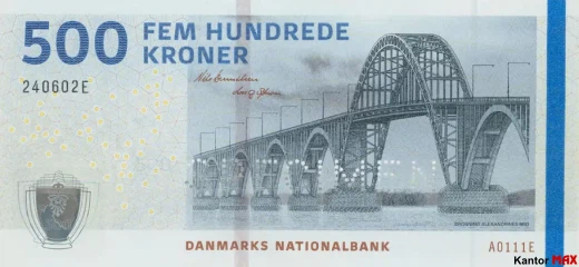 Przód banknotu 500 koron duńskich emisja 2019 rok - typ 2