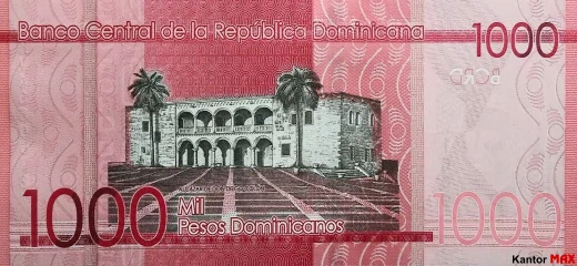 Tył banknotu 1000 peso dominikańskie z 2022 roku - seria 6
