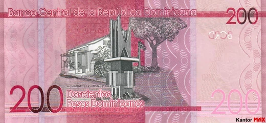 Tył banknotu 200 peso dominikańskie z 2023 roku - seria 6