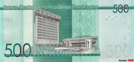 Tył 500 peso dominikańskich 2017 rok - seria 6