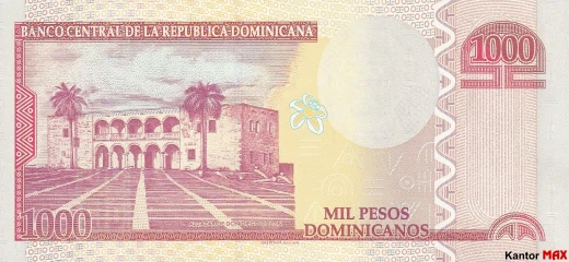 Tył banknotu 1000 peso dominikańskie z 2012 roku - seria 5