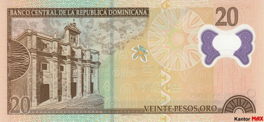 Tył banknotu 20 peso dominikańskie z 2009 roku - 5 seria