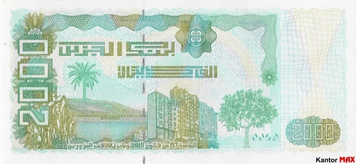 Tył banknotu 2000 dinarów algierskich z 2011 roku