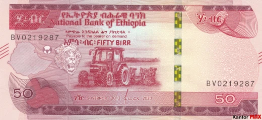 Przód banknotu 50 birr etiopskich 2020 rok