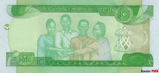 Tył banknotu 10 birr etiopskich 2020 rok
