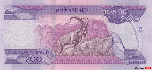 Tył banknotu 200 birr etiopskich 2020 rok