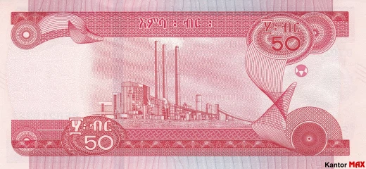 Tył banknotu 50 birr etiopskich 2020 rok