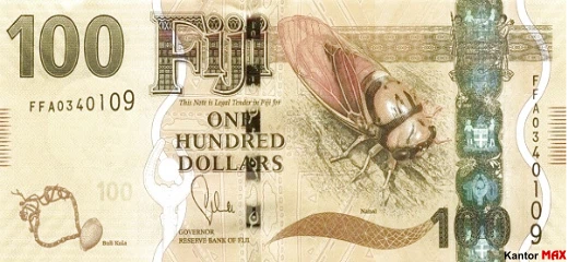 The front of the 2012 Fiji 100 dollar banknote