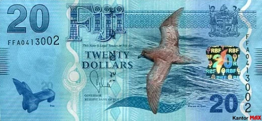 The front of a 2012 Fiji $20 banknote