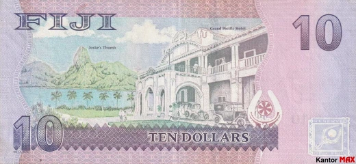 Back of the 2012 Fiji 10 dollar banknote