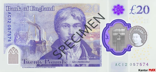 Banknot 20 funtów 2020 rok - tył