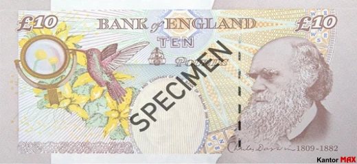 Tył wycofanego banknotu 10 funtów brytyjskich z 2000 roku - seria E wariant