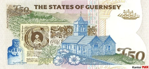 Tył banknotu 50 funtów Guernsey