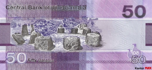 Tył banknotu 50 dalasi 2019 rok