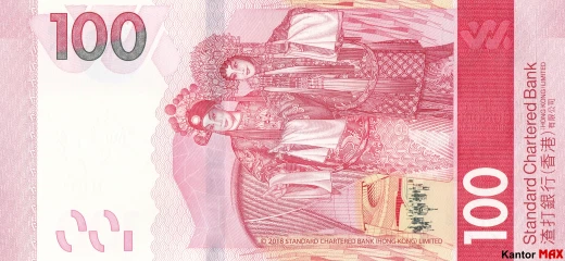 Tył banknotu 100 dolarów hongkońskich 2018-2020 rok