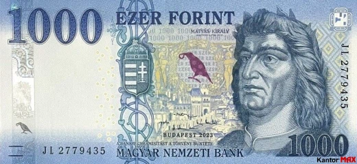 Przód 1000 forintów węgierskich edycja 2017 rok