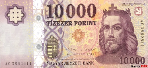 Przód 10.000 forintów węgierskich edycja 2014 rok