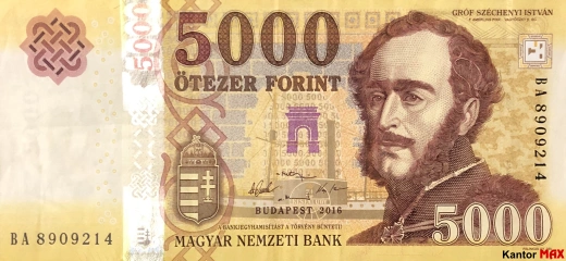 Przód 5000 forintów węgierskich edycja 2016 rok