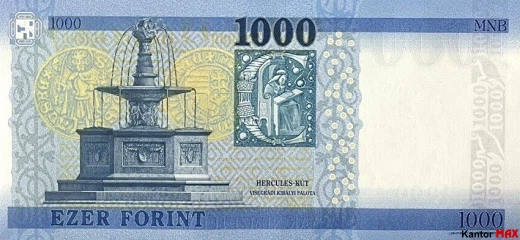 Tył 1000 forintów węgierskich edycja 2017 rok