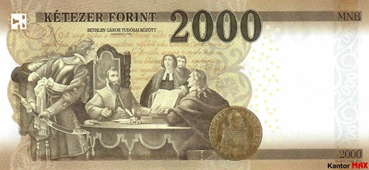 Tył 2000 forintów węgierskich edycja 2016 rok