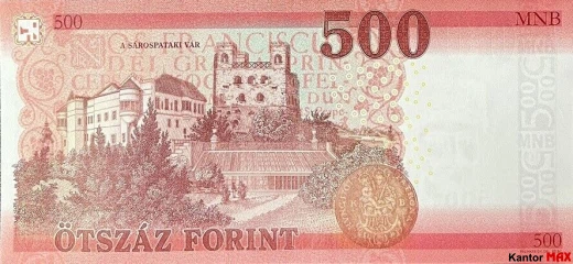 Tył 500 forintów węgierskich edycja 2018 rok