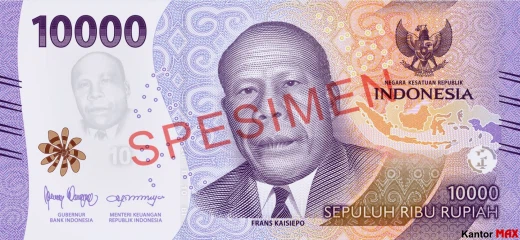 Przód banknotu 10.000 rupii indonezyjskich 2022 rok