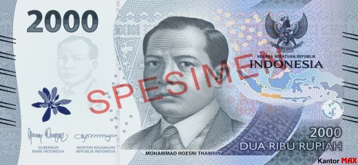 Przód banknotu 2000 rupii indonezyjskich 2022 rok