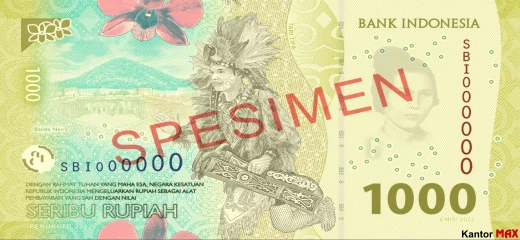 Tył banknotu 1000 rupii indonezyjskich 2022 rok