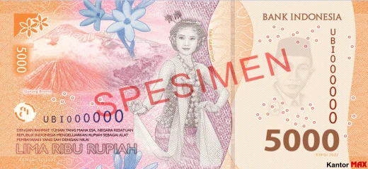 Tył banknotu 5000 rupii indonezyjskich 2022 rok
