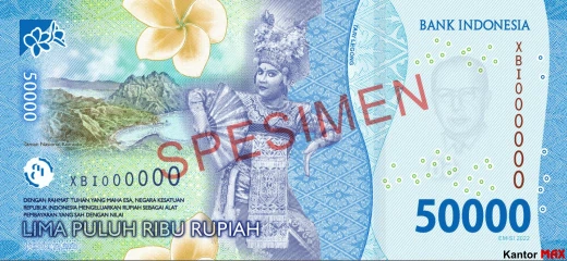 Tył banknotu 50.000 rupii indonezyjskich 2022 rok