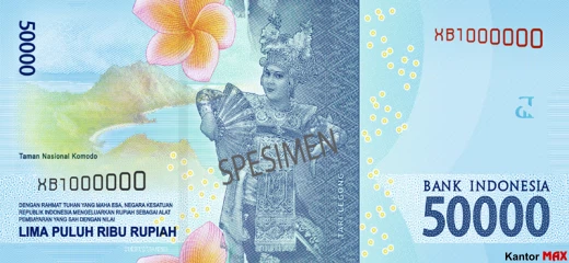 Tył banknotu 50.000 rupii indonezyjskich 2016 r.