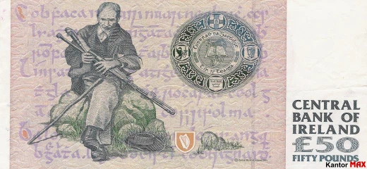 Tył wycofanego banknotu 50 funtów irlandzkich z 1995 roku