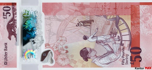 Tył banknotu 50 funtów Irlandii Północnej Ulster Bank