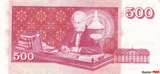 Tył banknotu 500 koron islandzkich z 2005 roku