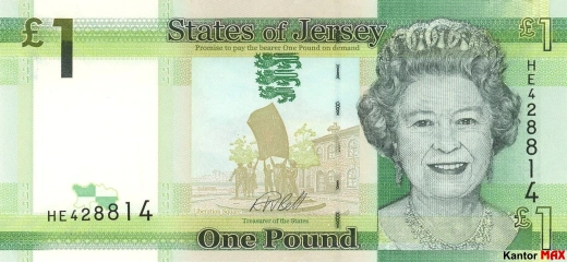 Przód banknotu 1 funt Jersey JEP edycja 2010-2018 rok