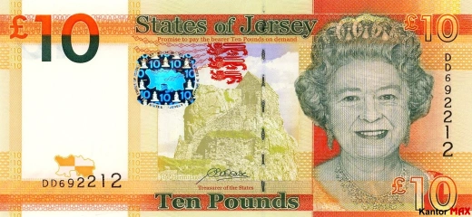 Przód banknotu 10 funtów Jersey JEP edycja 2010 rok