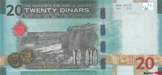 Tył banknotu 20 dinarów jordańskich edycja 5