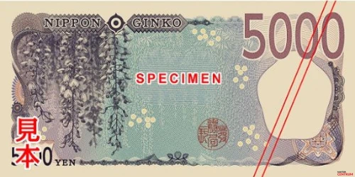 Tył banknotu 5000 jenów edycja 2024 rok