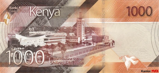 Tył banknotu 1000 szylingów kenijskich 2019 rok