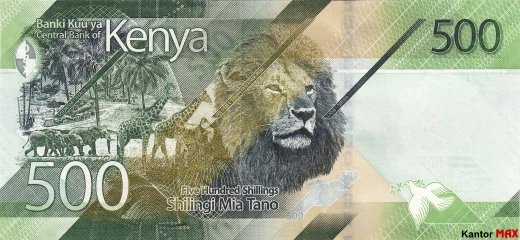 Tył banknotu 500 szylingów kenijskich 2019 rok