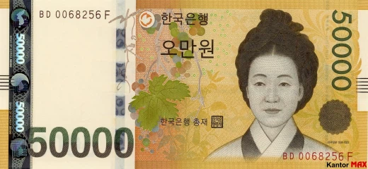 Przód banknotu 50.000 won południowokoreańskich 2009 rok